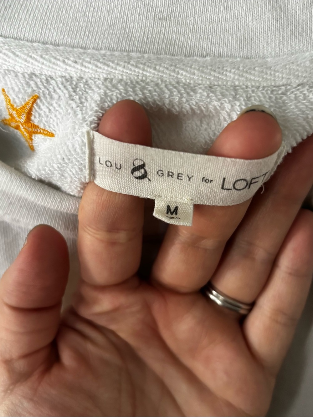 Lou & Grey White Star-Embroidered Sweatshirt - Picture 7 of 8